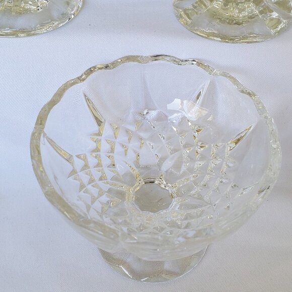 4 Cristal d'Arques Longchamp Footed Bowls Fruit Dessert Scalloped Rims - Picture 6 of 9